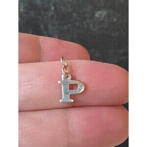 925 Sterling Silver Letter P Shaped Pendant/Charm Vintage